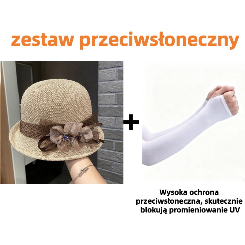 🌸👒Letni kapelusz damski z plecionymi kwiatami, składany