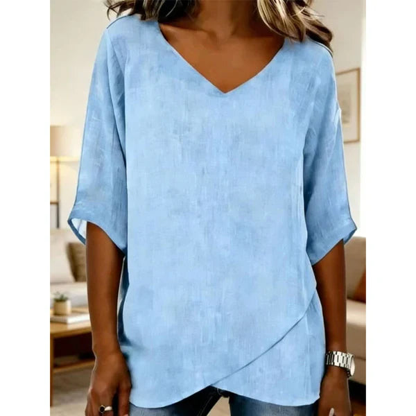 【✨S-2XL】💖Damska, przewiewna bluzka z dekoltem w serek