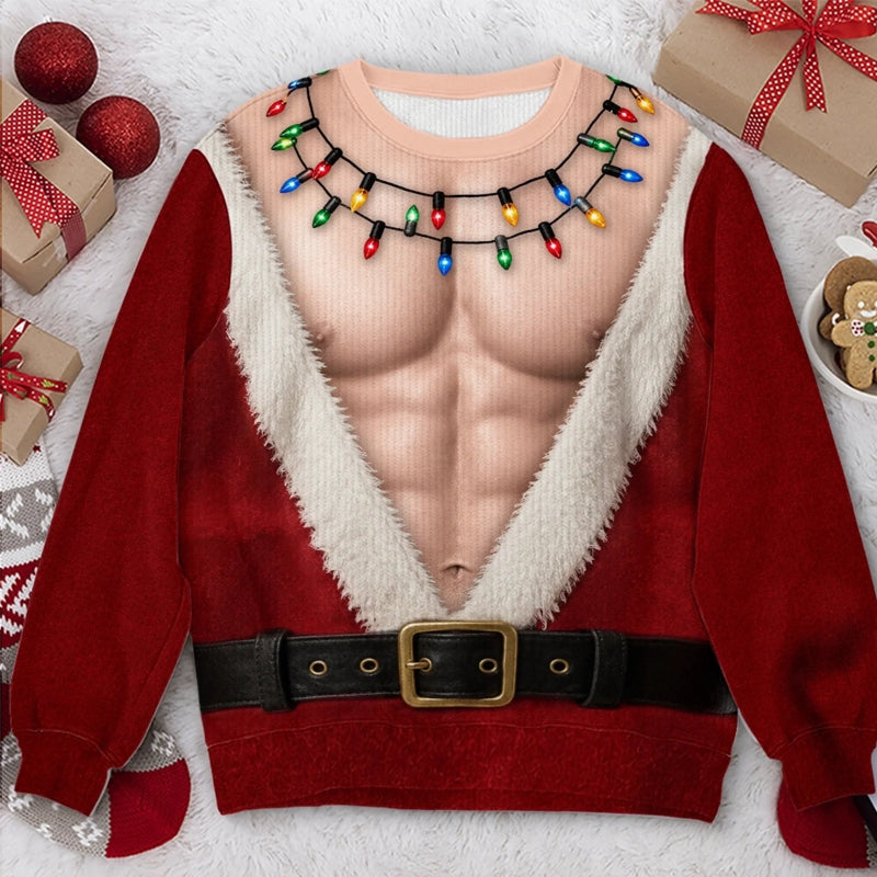【S-5XL】🎅Śmieszna świąteczna koszulka z długim rękawem z motywem Świętego Mikołaja