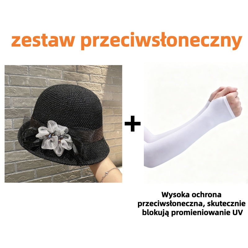 🌸👒Letni kapelusz damski z plecionymi kwiatami, składany