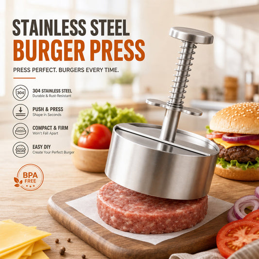 🍔Prasa do burgerów ze stali nierdzewnej - 🥩Z łatwością przygotuj idealnie równe kotlety