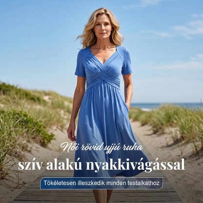 【S-3XL】👗Długie sukienki damskie z dekoltem w szpic i krótkimi rękawami