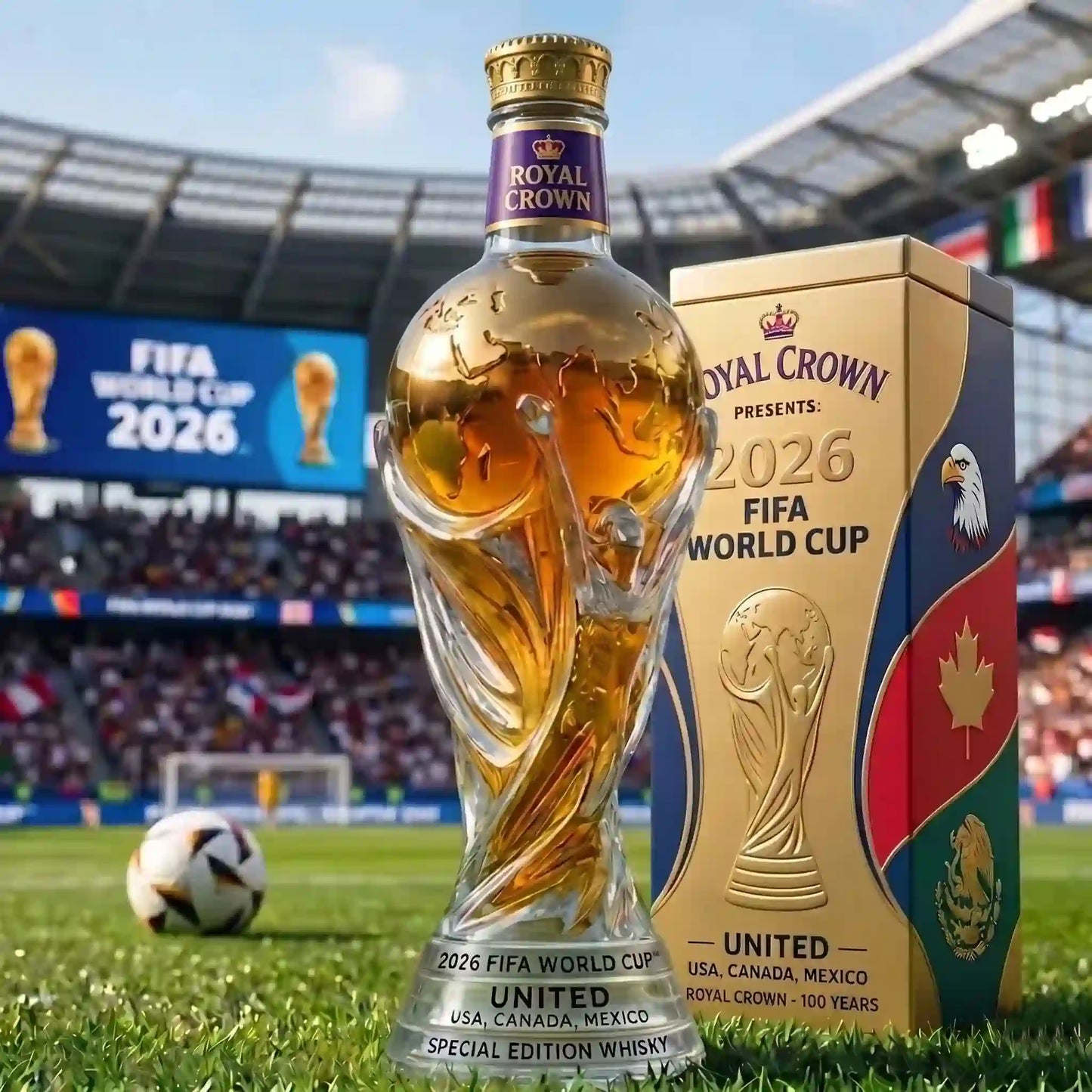 🏆⚽ Butelka whisky z edycji specjalnej poświęconej Mistrzostwom Świata FIFA 2026