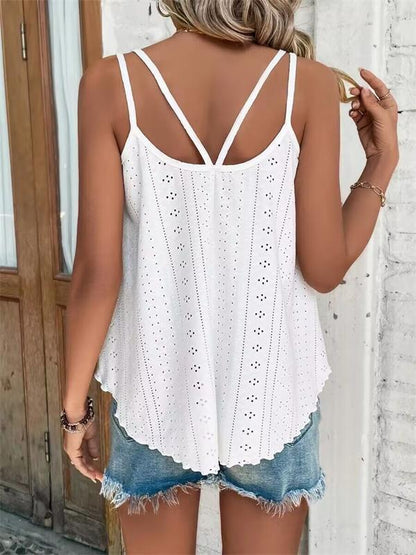 【S-3XL】💞Jednokolorowa, haftowana bluzka bez rękawów