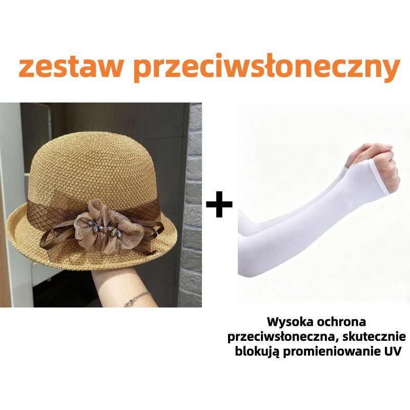 🌸👒Letni kapelusz damski z plecionymi kwiatami, składany