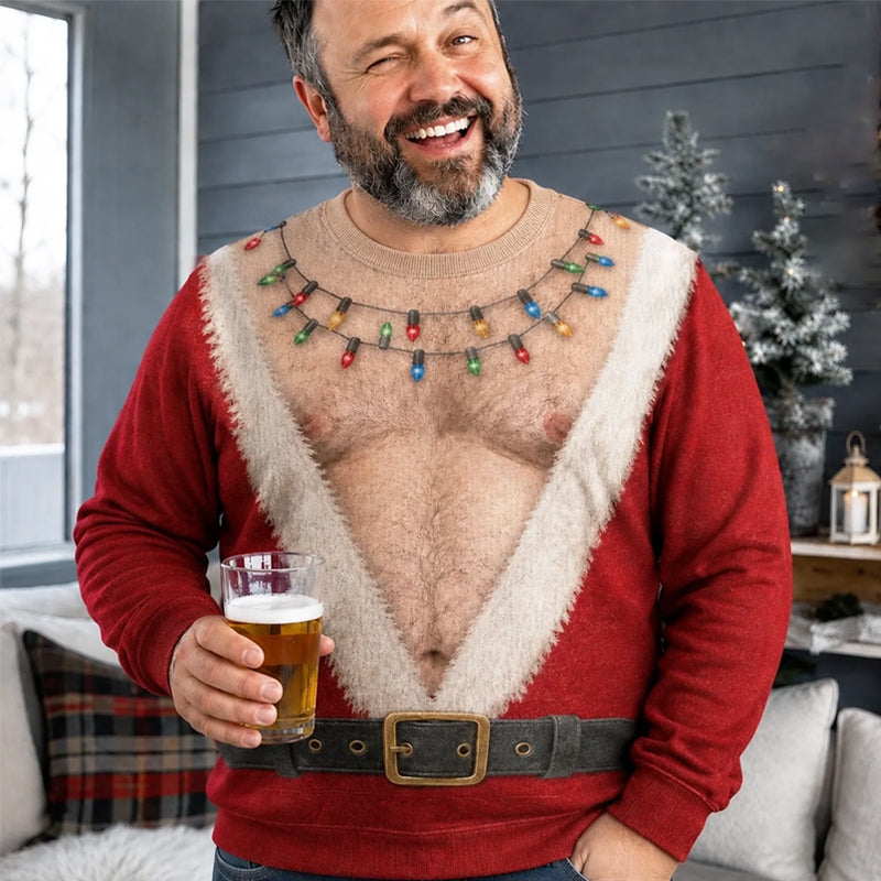 【S-5XL】🎅Śmieszna świąteczna koszulka z długim rękawem z motywem Świętego Mikołaja