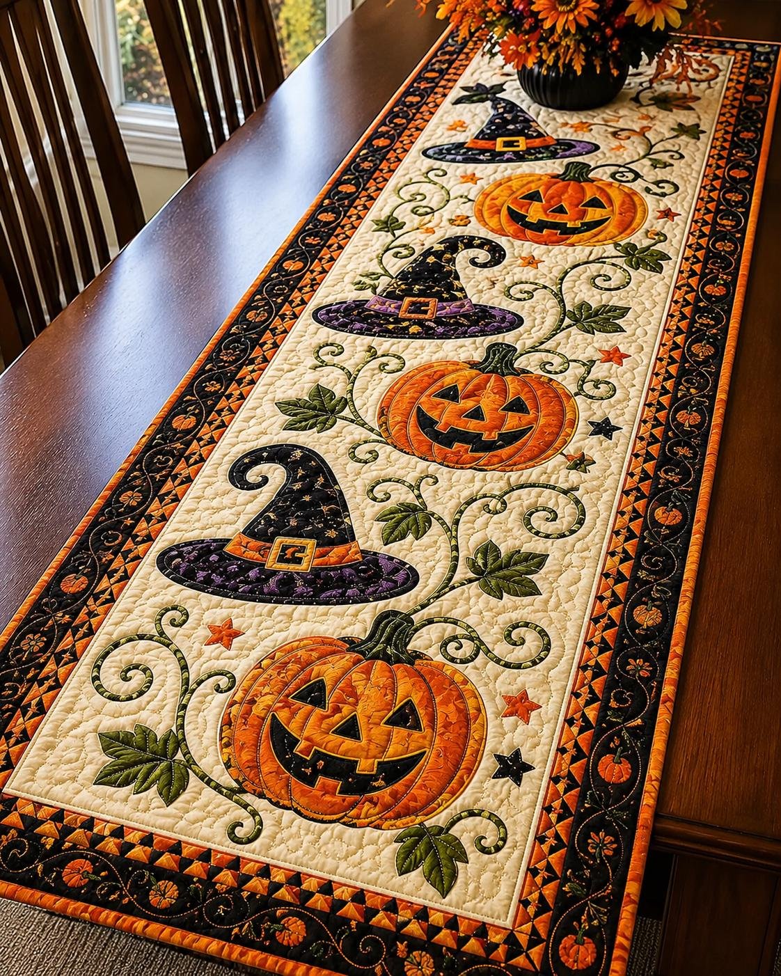 🎃Pikowana serweta z motywami halloweenowymi – przytulna jesienna dekoracja gotowa w mgnieniu oka