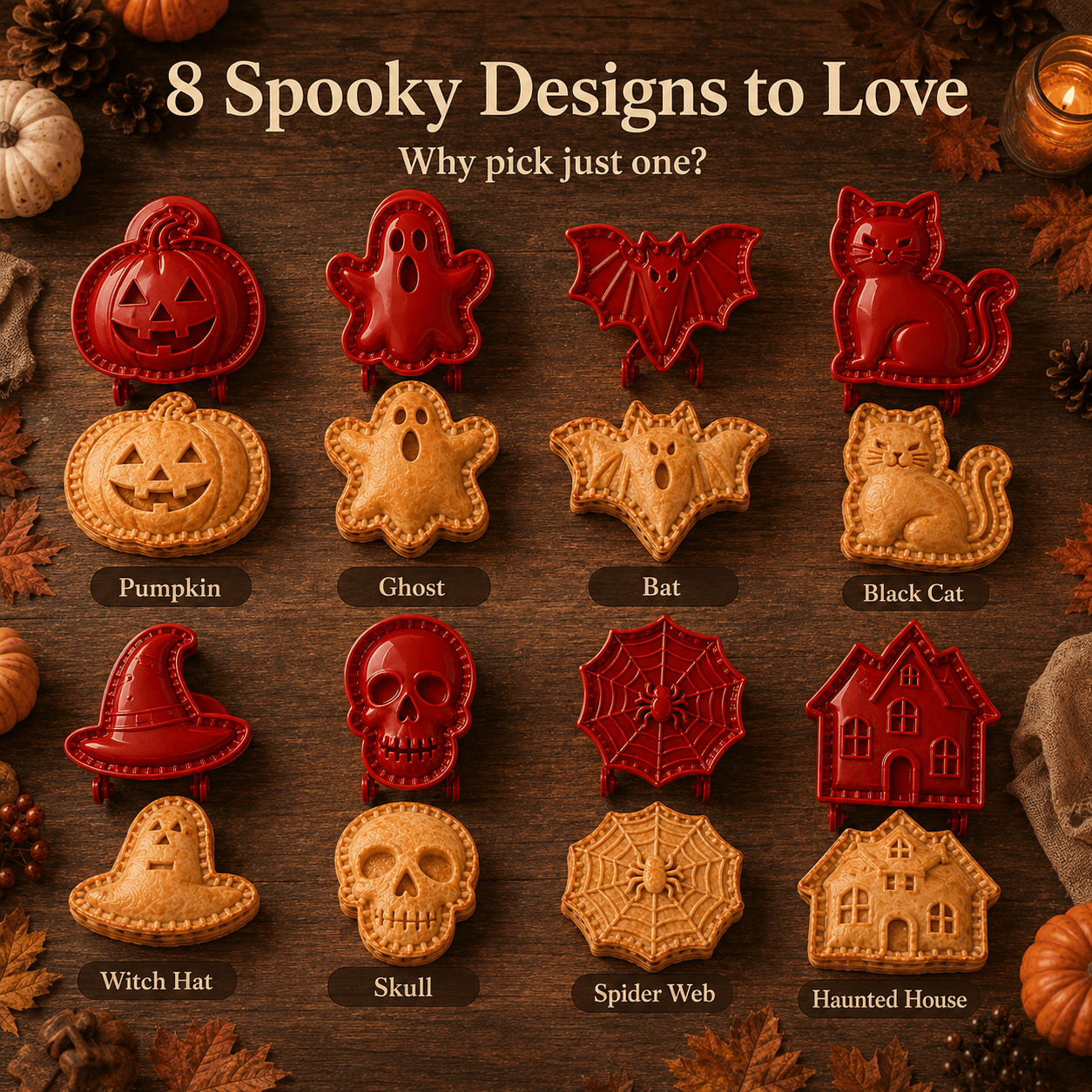 🎃 8-częściowy zestaw foremek do mini ciasteczek na Halloween