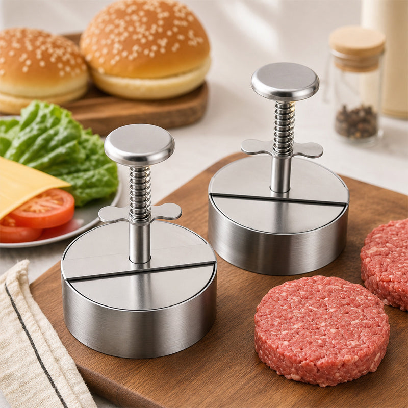 🍔Prasa do burgerów ze stali nierdzewnej - 🥩Z łatwością przygotuj idealnie równe kotlety