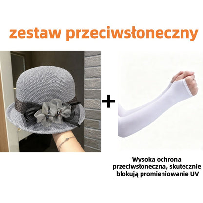 🌸👒Letni kapelusz damski z plecionymi kwiatami, składany
