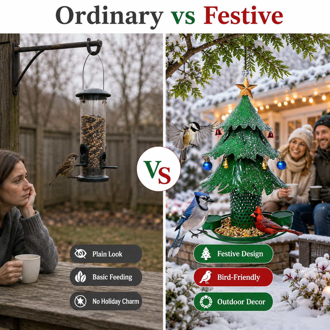 🐦Karmnik dla ptaków w kształcie choinki - 🎄Świąteczne dekoracje do ogrodu