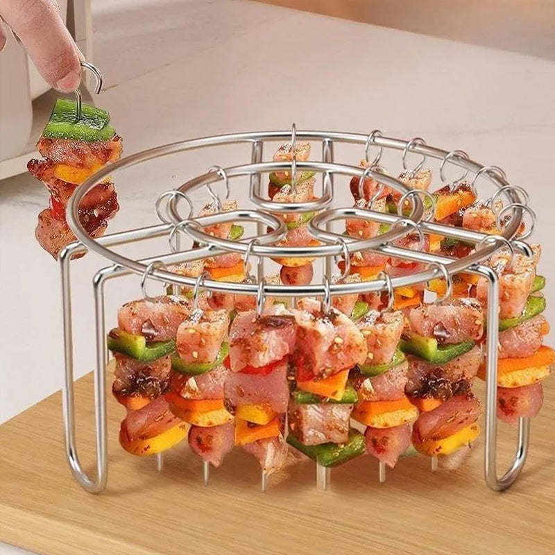 🔥Stojak na szaszłyki do frytkownicy powietrznej — 🍢pionowy stojak ze stali nierdzewnej do domowych przekąsek z grilla