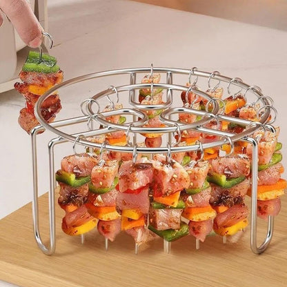 🔥Stojak na szaszłyki do frytkownicy powietrznej — 🍢pionowy stojak ze stali nierdzewnej do domowych przekąsek z grilla