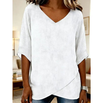 【✨S-2XL】💖Damska, przewiewna bluzka z dekoltem w serek