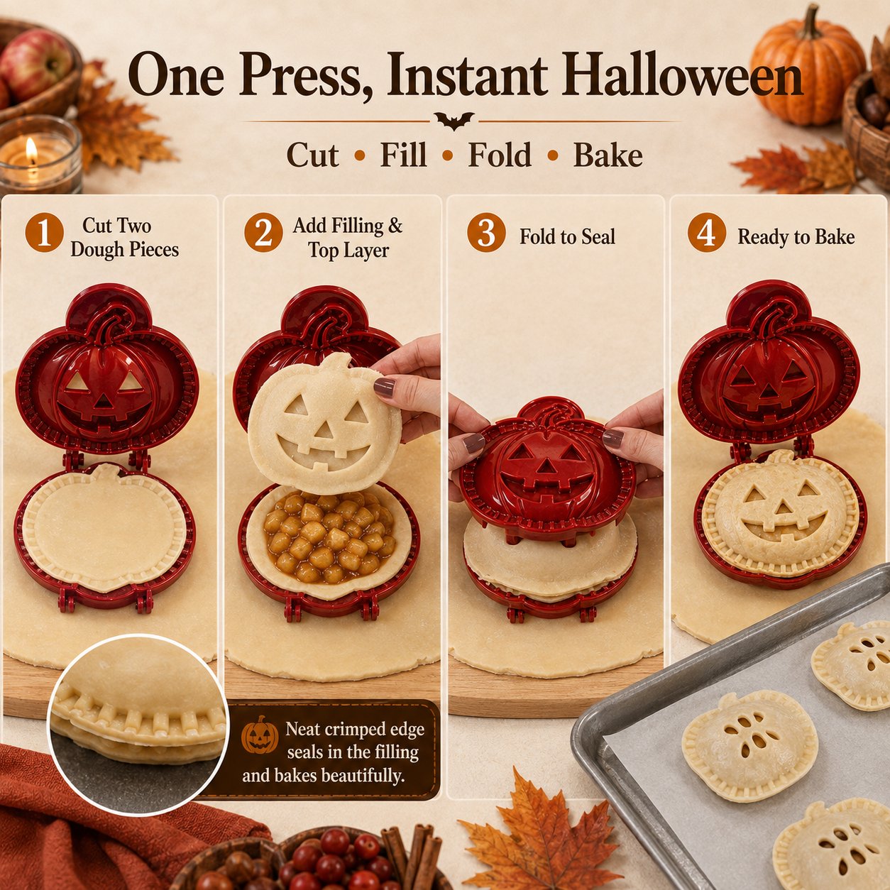🎃 8-częściowy zestaw foremek do mini ciasteczek na Halloween