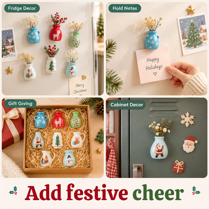 🎄 Świąteczne miniaturowe wazoniki – magnesy na lodówkę