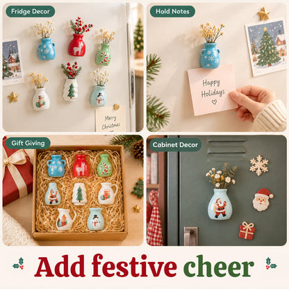🎄 Świąteczne miniaturowe wazoniki – magnesy na lodówkę