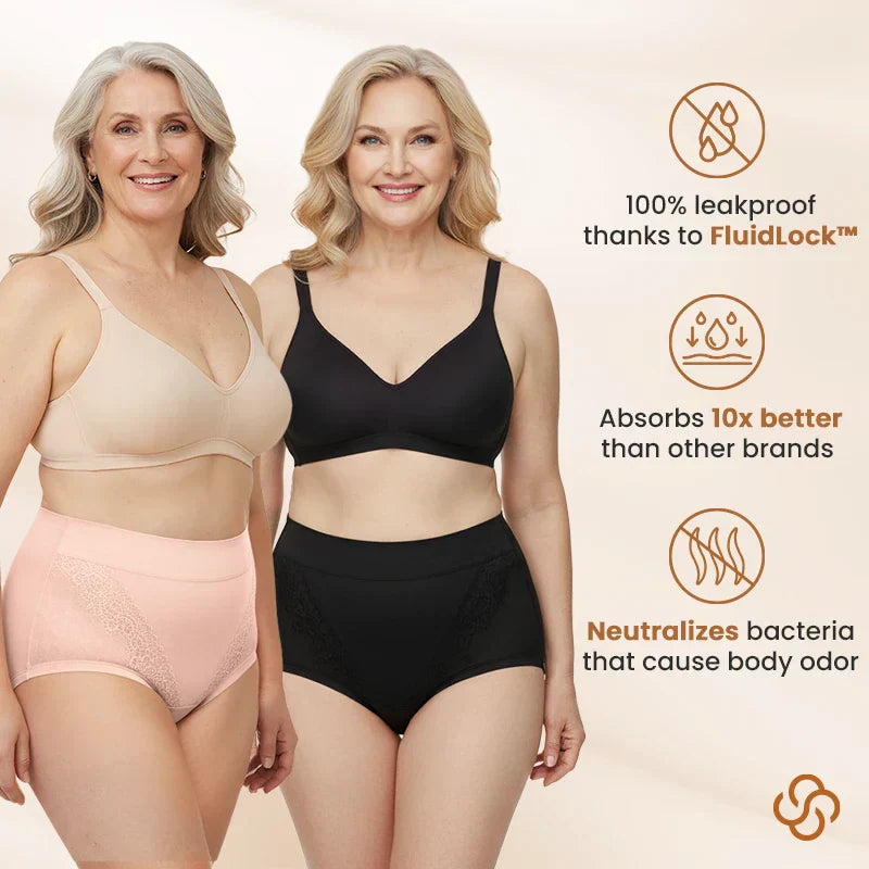 【🔥2+1 ingyen】💖Bawełniane majtki Plus Size z wysokim stanem i ochroną przed przeciekaniem