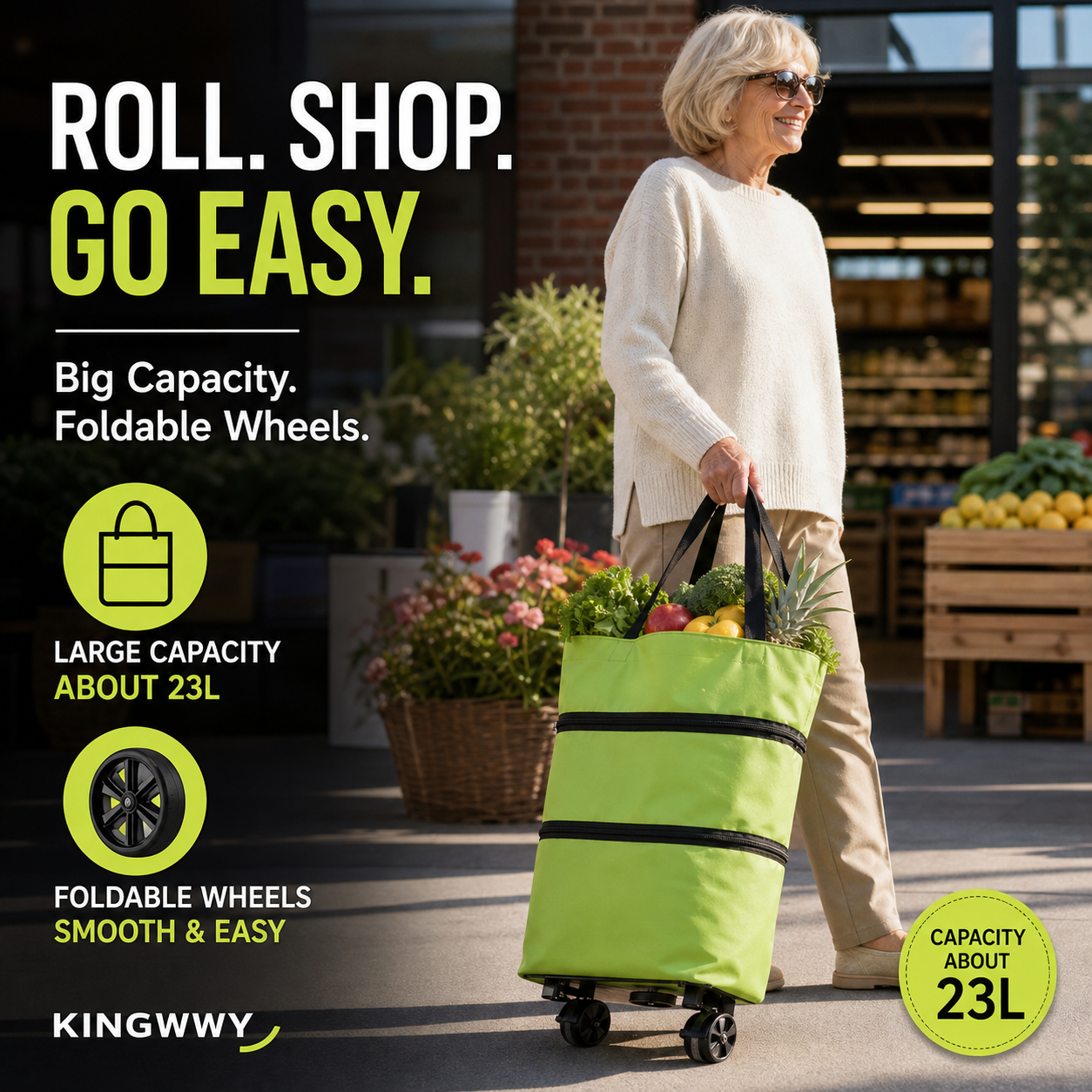 🛍️✨Skládací nákupní taška – sklopná kolečka, nosnost 20 kg
