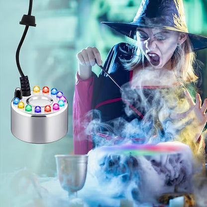 ⚡Ultradźwiękowy nawilżacz z 12 diodami LED – ✨Tworzy chłodzący mgiełkę i kolorowe światło
