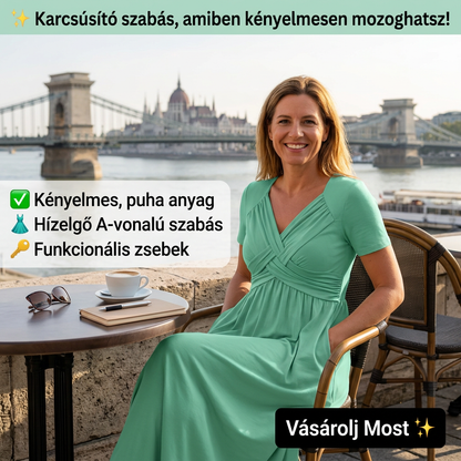 【S-3XL】👗Długie sukienki damskie z dekoltem w szpic i krótkimi rękawami
