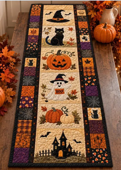 🎃Pikowana serweta z motywami halloweenowymi – przytulna jesienna dekoracja gotowa w mgnieniu oka