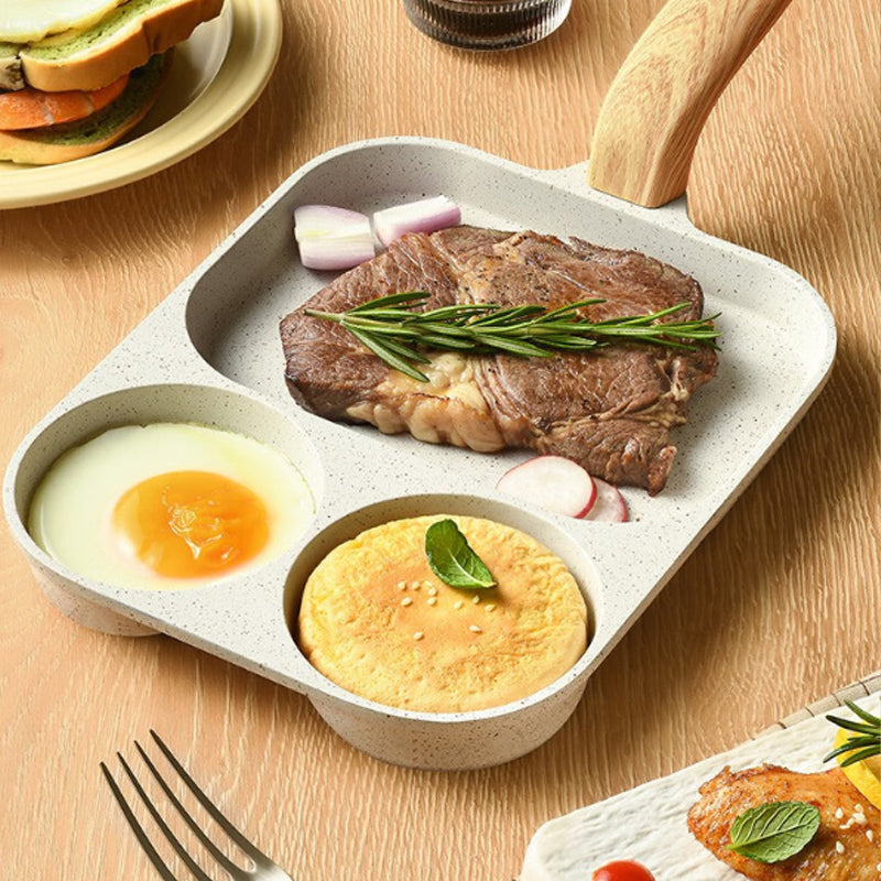 🍳🔥 Patelnia z trzema przegrodami i powłoką nieprzywierającą