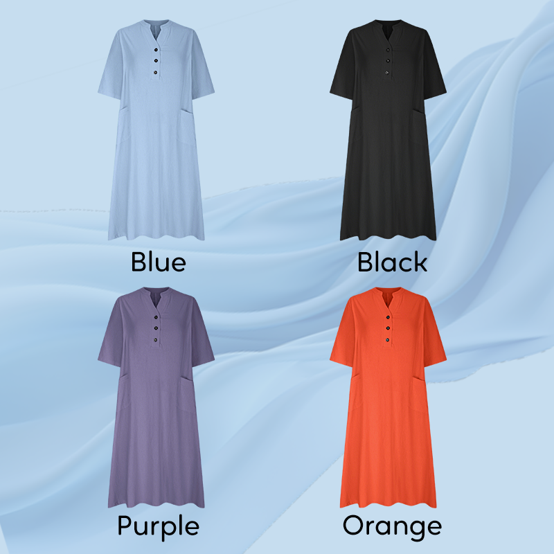 【S-2XL】👗Damska sukienka midi o luźnym kroju w linii A z kieszeniami