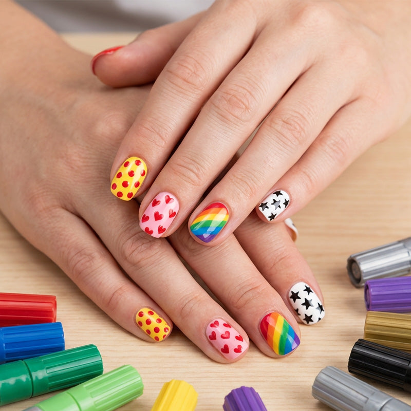 【🔥1 Zestaw 12 kolorów】💅🎨Dwustronny zestaw pisaków do zdobienia paznokci