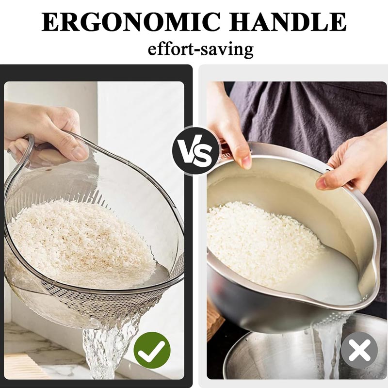 【🔥3+1 gratis】🥣✨Miska do płukania ryżu z uchwytem: pewny chwyt i doskonałe odsiewanie!
