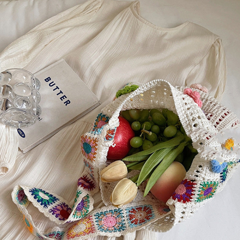 🌼Torba etniczna szydełkowa dla kobiet – boho, pojemna, uniwersalna