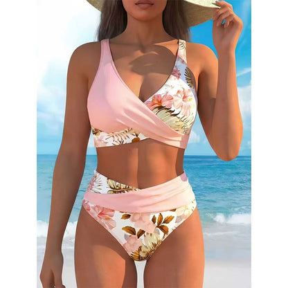 【🏖️EU S-XL】🌊👙Damska bikini z kwiatowym wzorem i wysokim stanem