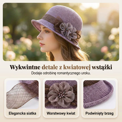 🌸👒Letni kapelusz damski z plecionymi kwiatami, składany