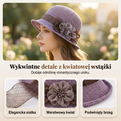 🌸👒Letni kapelusz damski z plecionymi kwiatami, składany