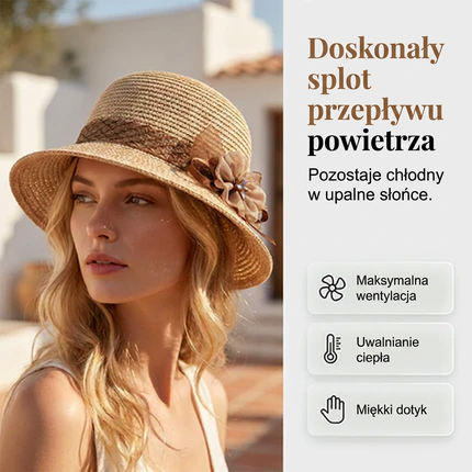 🌸👒Letni kapelusz damski z plecionymi kwiatami, składany