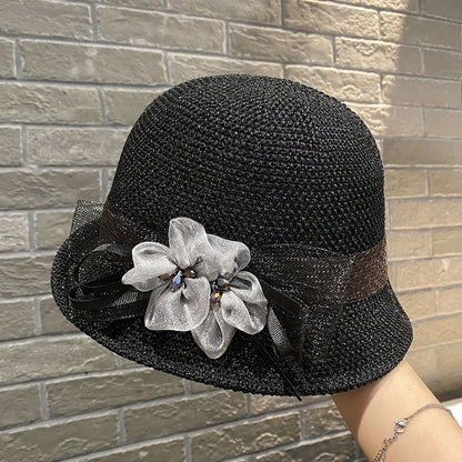 🌸👒Letni kapelusz damski z plecionymi kwiatami, składany
