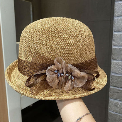 🌸👒Letni kapelusz damski z plecionymi kwiatami, składany