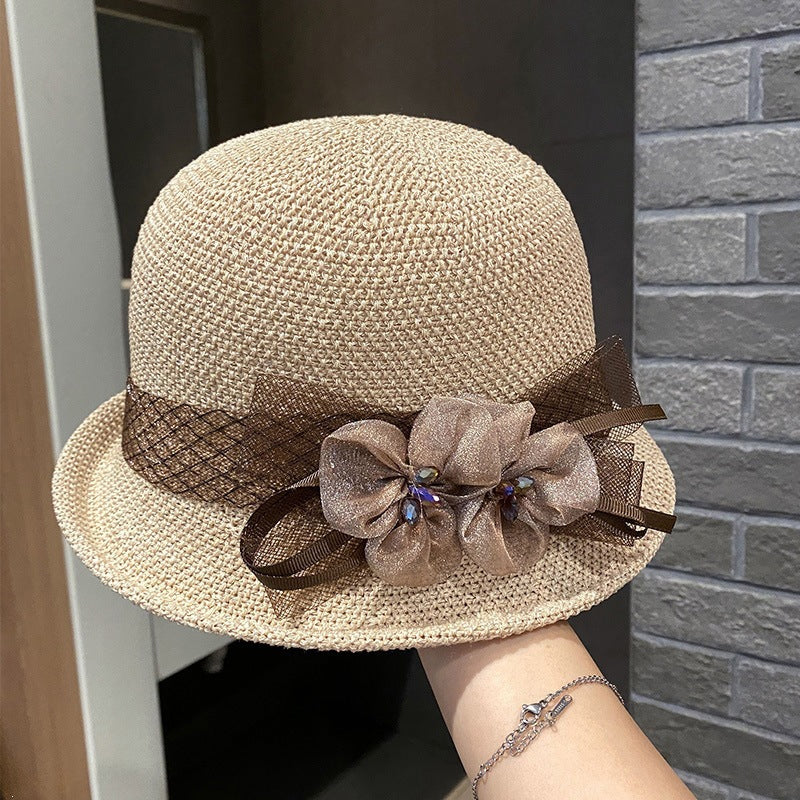 🌸👒Letni kapelusz damski z plecionymi kwiatami, składany