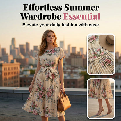 【S-XL】🌺Sukienka midi dla kobiet w kwiatowy wzór, z marszczeniami