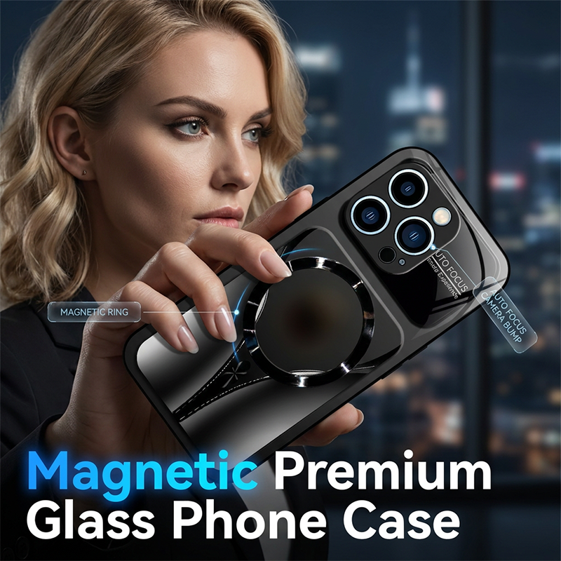 📱✨Magnetyczne etui na telefon ze szkła hartowanego – odporne na uderzenia, kompatybilne z MagSafe