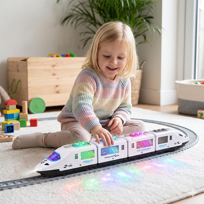 🚅⚡Elektryczny pociąg-zabawka z oświetleniem i muzyką