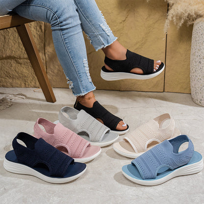 【✨EU 36-43】👡Damskie sandały na platformie z oddychającej dzianiny