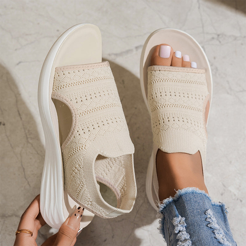 【✨EU 36-43】👡Damskie sandały na platformie z oddychającej dzianiny