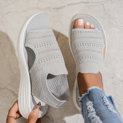 【✨EU 36-43】👡Damskie sandały na platformie z oddychającej dzianiny