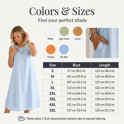 【S-5XL】👗Letnia sukienka bez rękawów dla kobiet, w stylu warstwowym