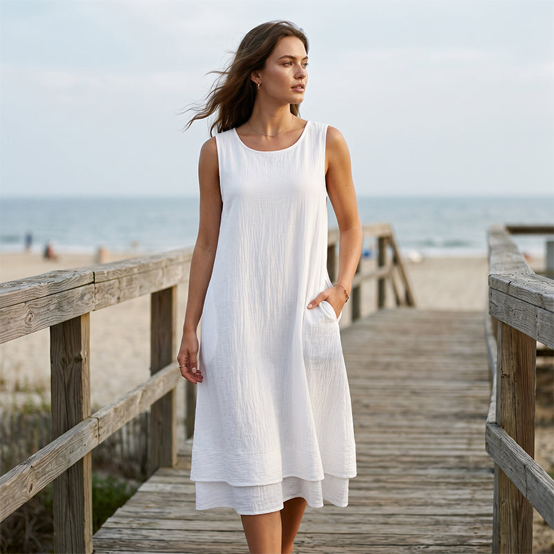 【S-5XL】👗Letnia sukienka bez rękawów dla kobiet, w stylu warstwowym