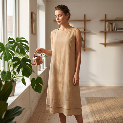 【S-5XL】👗Letnia sukienka bez rękawów dla kobiet, w stylu warstwowym