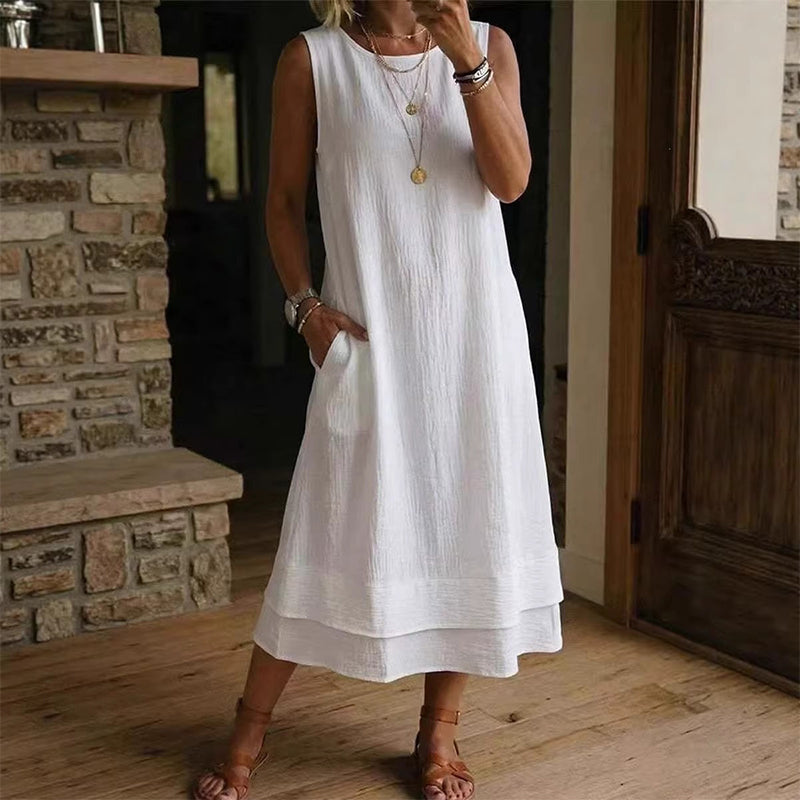 【S-5XL】👗Letnia sukienka bez rękawów dla kobiet, w stylu warstwowym
