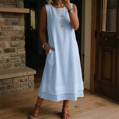 【S-5XL】👗Letnia sukienka bez rękawów dla kobiet, w stylu warstwowym