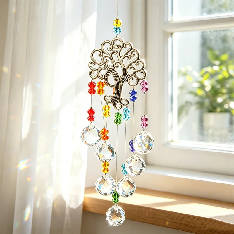 🌳✨ Wisząca ozdoba "Drzewo Życia” z kryształu – 🌈wprowadz do swojego domu magiczny blask tęczy